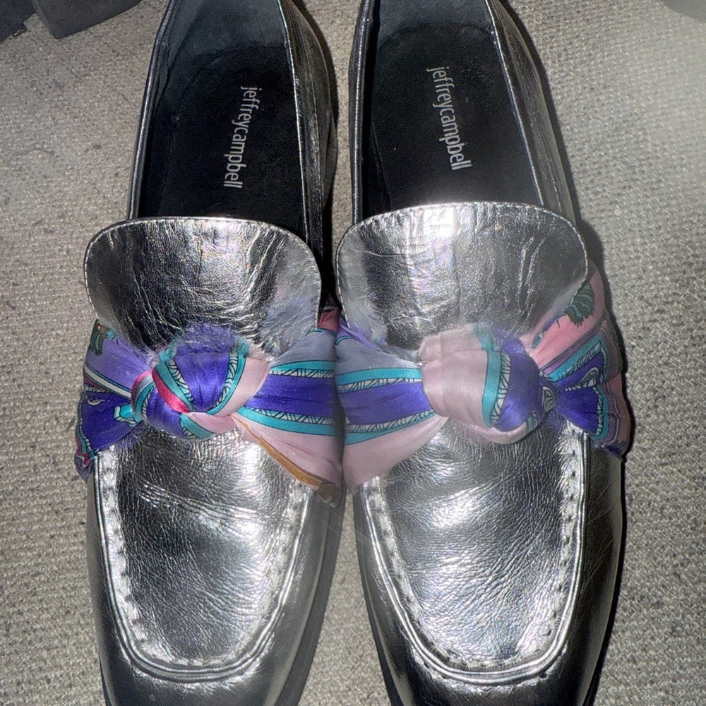 Jeffrey Campbell Silver and Purple Slip-On Loafers